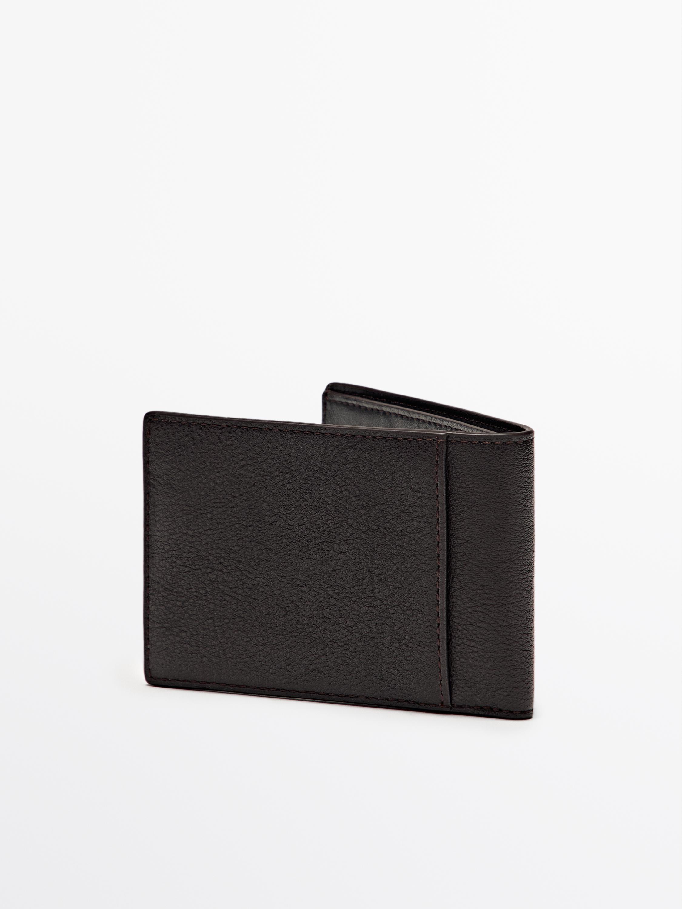 Portefeuille format paysage en cuir nappa